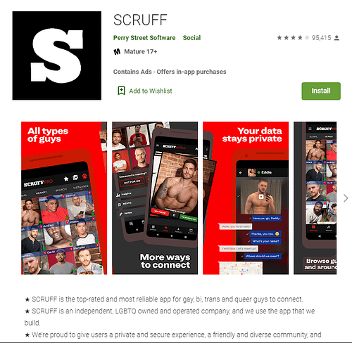 scruff app rating by google play